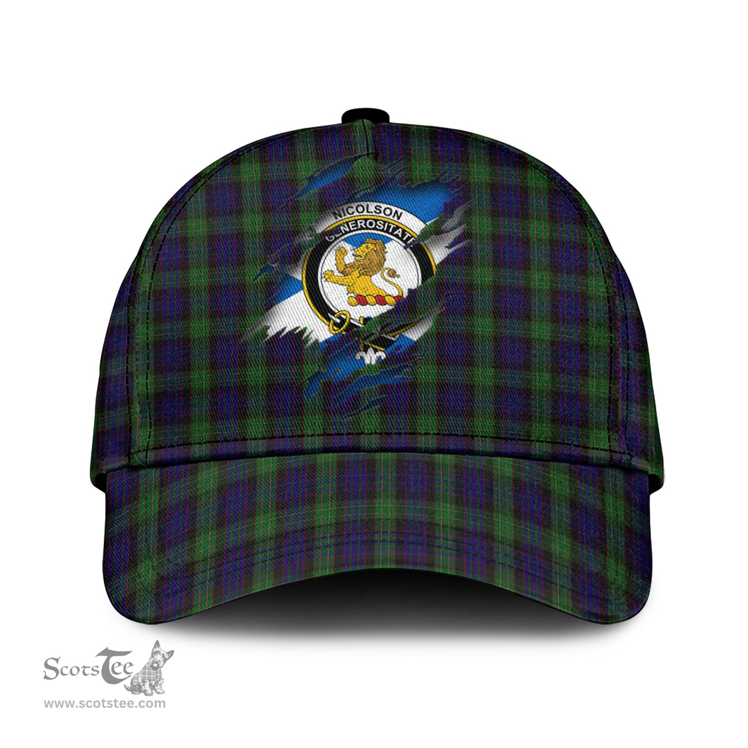 Scottish Nicolson Green Hunting Family Crest In Me Style Tartan Cap ScotsTee Shop - Tartan Plaid - scotstee.com