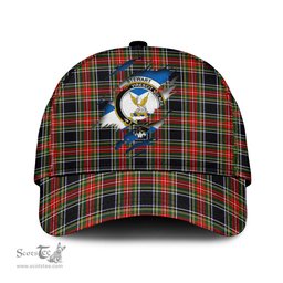 Scottish Stewart Black Family Crest In Me Style Tartan Cap ScotsTee Shop - Tartan Plaid - scotstee.com