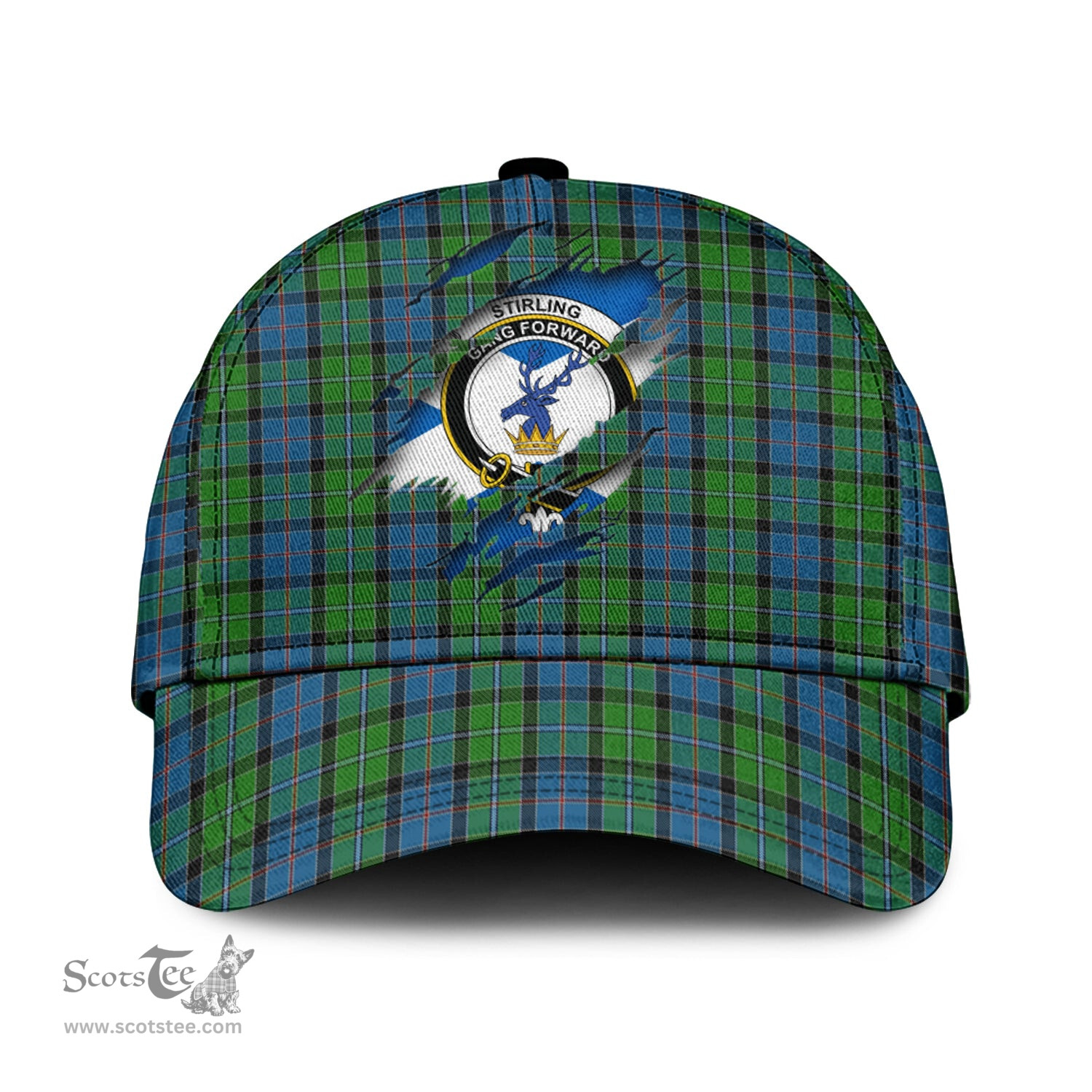 Scottish Stirling Family Crest In Me Style Tartan Cap ScotsTee Shop - Tartan Plaid - scotstee.com