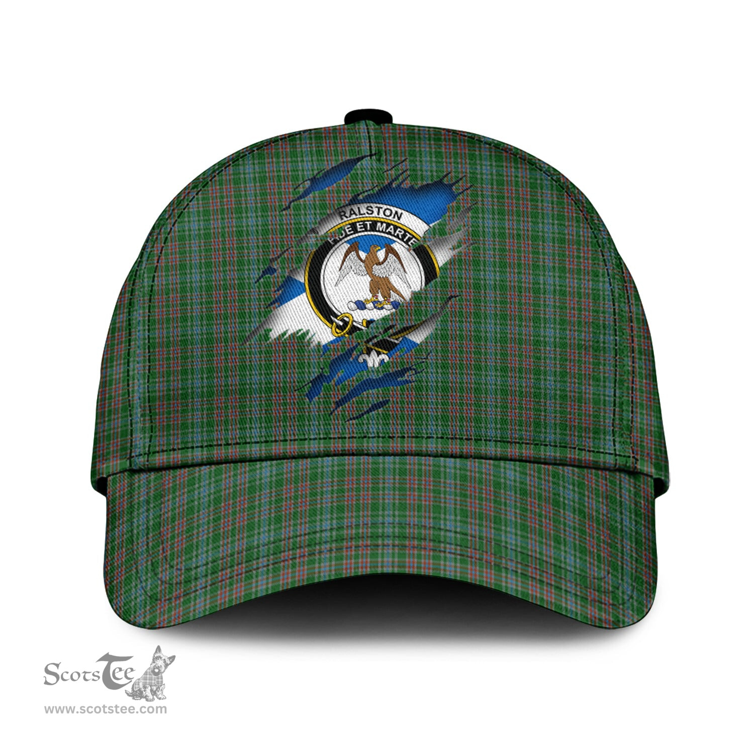 Scottish Ralston USA Family Crest In Me Style Tartan Cap ScotsTee Shop - Tartan Plaid - scotstee.com