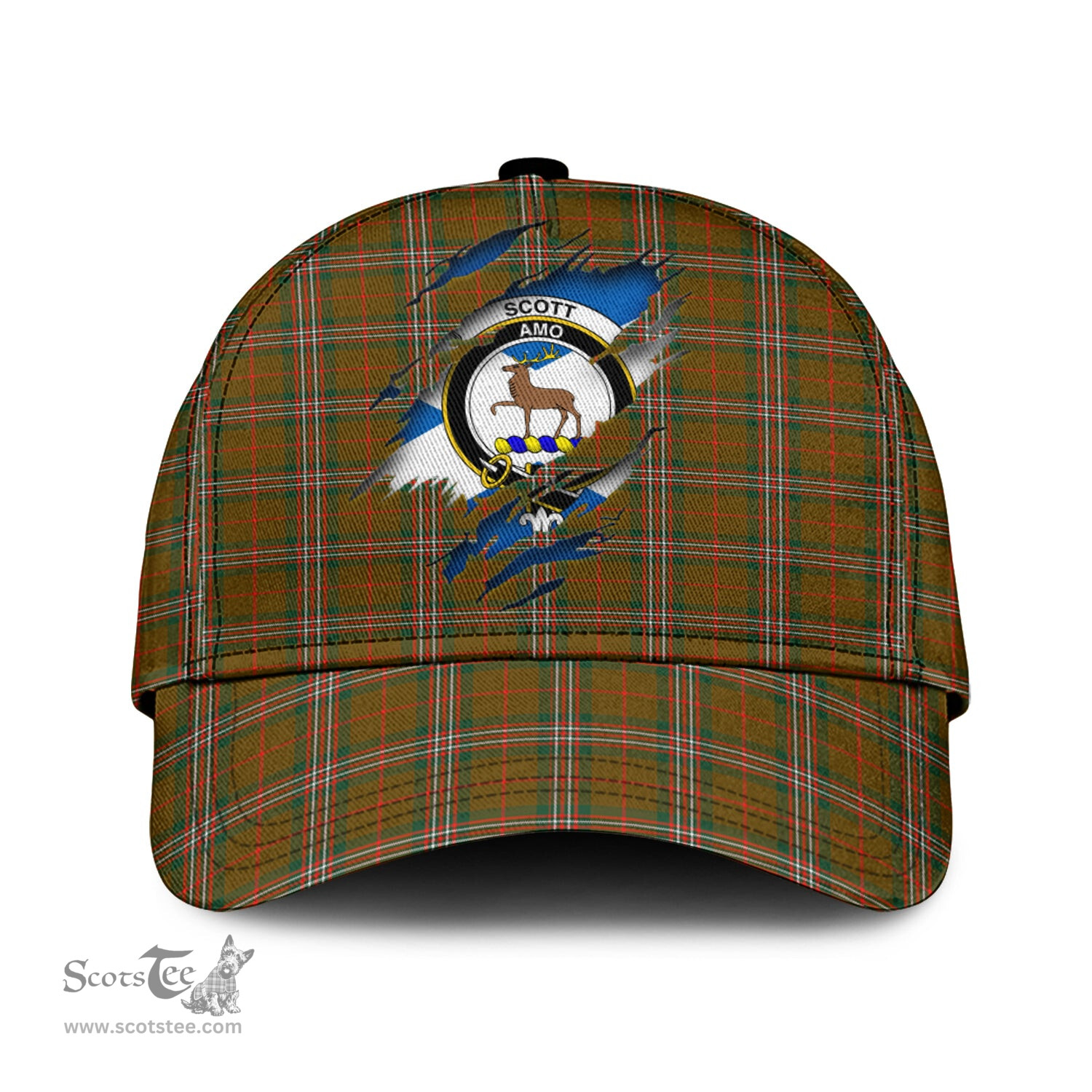 Scottish Scott Brown Modern Family Crest In Me Style Tartan Cap ScotsTee Shop - Tartan Plaid - scotstee.com
