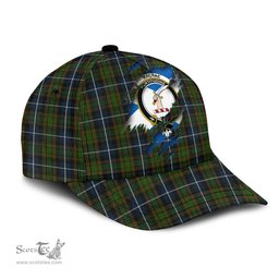 Scottish MacRae Hunting Family Crest In Me Style Tartan Cap ScotsTee Shop - Tartan Plaid - scotstee.com
