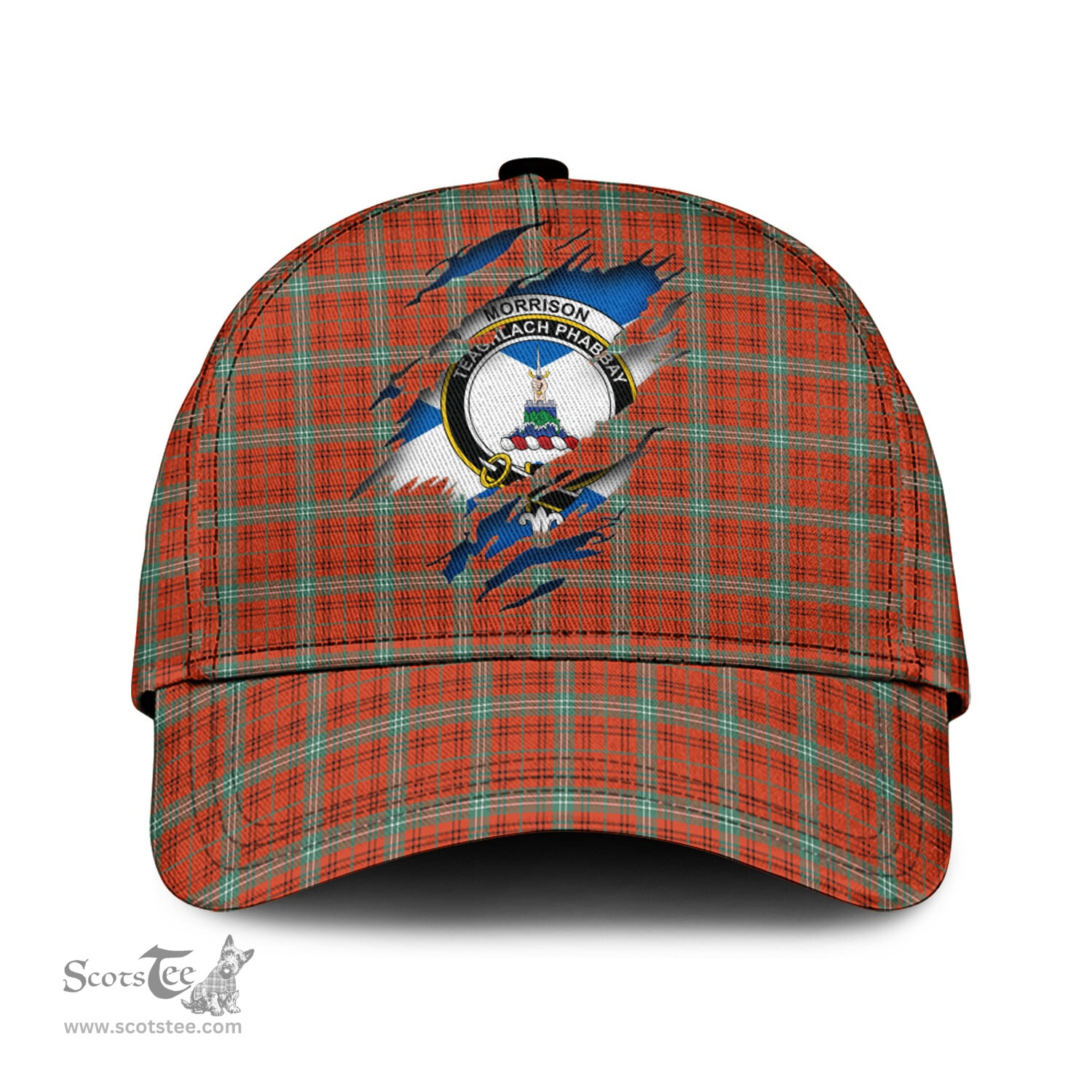 Scottish Morrison Red Ancient Family Crest In Me Style Tartan Cap ScotsTee Shop - Tartan Plaid - scotstee.com