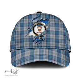 Scottish Menzies Dress Blue and White Family Crest In Me Style Tartan Cap ScotsTee Shop - Tartan Plaid - scotstee.com