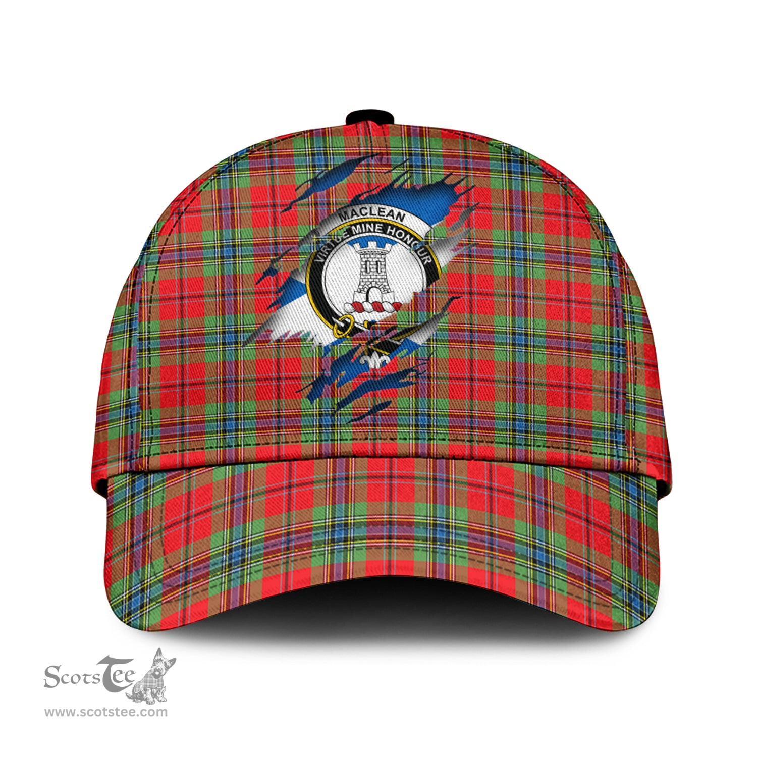 Scottish MacLean of Duart Modern Family Crest In Me Style Tartan Cap ScotsTee Shop - Tartan Plaid - scotstee.com