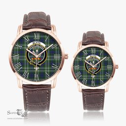 Scottish Blyth Family Crest Quartz Watch With Leather Strap - Tartan Watch Instafamous Quartz Leather Strap Plaid Watch Scottish Plaid Tartan Plaid - ScotsTee - scotstee.com