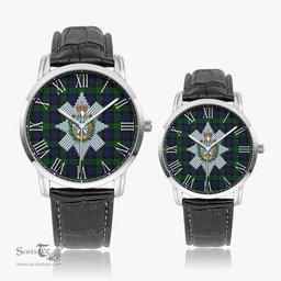 Scottish Black Watch Family Crest Quartz Watch With Leather Strap - Tartan Watch Instafamous Quartz Leather Strap Plaid Watch Scottish Plaid Tartan Plaid - ScotsTee - scotstee.com