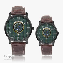 Scottish Arbuthnot Family Crest Quartz Watch With Leather Strap - Tartan Watch Instafamous Quartz Leather Strap Plaid Watch Scottish Plaid Tartan Plaid - ScotsTee - scotstee.com