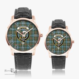 Scottish Brisbane modern Family Crest Quartz Watch With Leather Strap - Tartan Watch Instafamous Quartz Leather Strap Plaid Watch Scottish Plaid Tartan Plaid - ScotsTee - scotstee.com