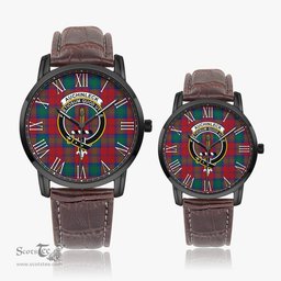 Scottish Auchinleck Family Crest Quartz Watch With Leather Strap - Tartan Watch Instafamous Quartz Leather Strap Plaid Watch Scottish Plaid Tartan Plaid - ScotsTee - scotstee.com