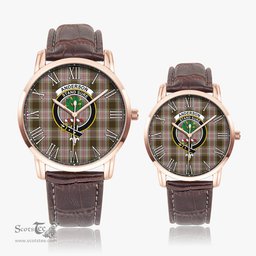 Scottish Anderson Dress Family Crest Quartz Watch With Leather Strap - Tartan Watch Instafamous Quartz Leather Strap Plaid Watch Scottish Plaid Tartan Plaid - ScotsTee - scotstee.com