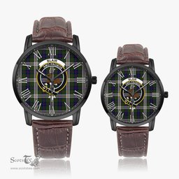 Scottish Blair Dress Family Crest Quartz Watch With Leather Strap - Tartan Watch Instafamous Quartz Leather Strap Plaid Watch Scottish Plaid Tartan Plaid - ScotsTee - scotstee.com