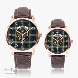 Scottish Blair Dress Family Crest Quartz Watch With Leather Strap - Tartan Watch Instafamous Quartz Leather Strap Plaid Watch Scottish Plaid Tartan Plaid - ScotsTee - scotstee.com