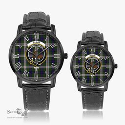 Scottish Blair Dress Family Crest Quartz Watch With Leather Strap - Tartan Watch Instafamous Quartz Leather Strap Plaid Watch Scottish Plaid Tartan Plaid - ScotsTee - scotstee.com