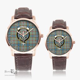 Scottish Balfour Blue Family Crest Quartz Watch With Leather Strap - Tartan Watch Instafamous Quartz Leather Strap Plaid Watch Scottish Plaid Tartan Plaid - ScotsTee - scotstee.com