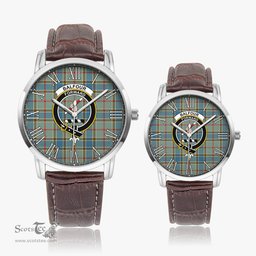 Scottish Balfour Blue Family Crest Quartz Watch With Leather Strap - Tartan Watch Instafamous Quartz Leather Strap Plaid Watch Scottish Plaid Tartan Plaid - ScotsTee - scotstee.com