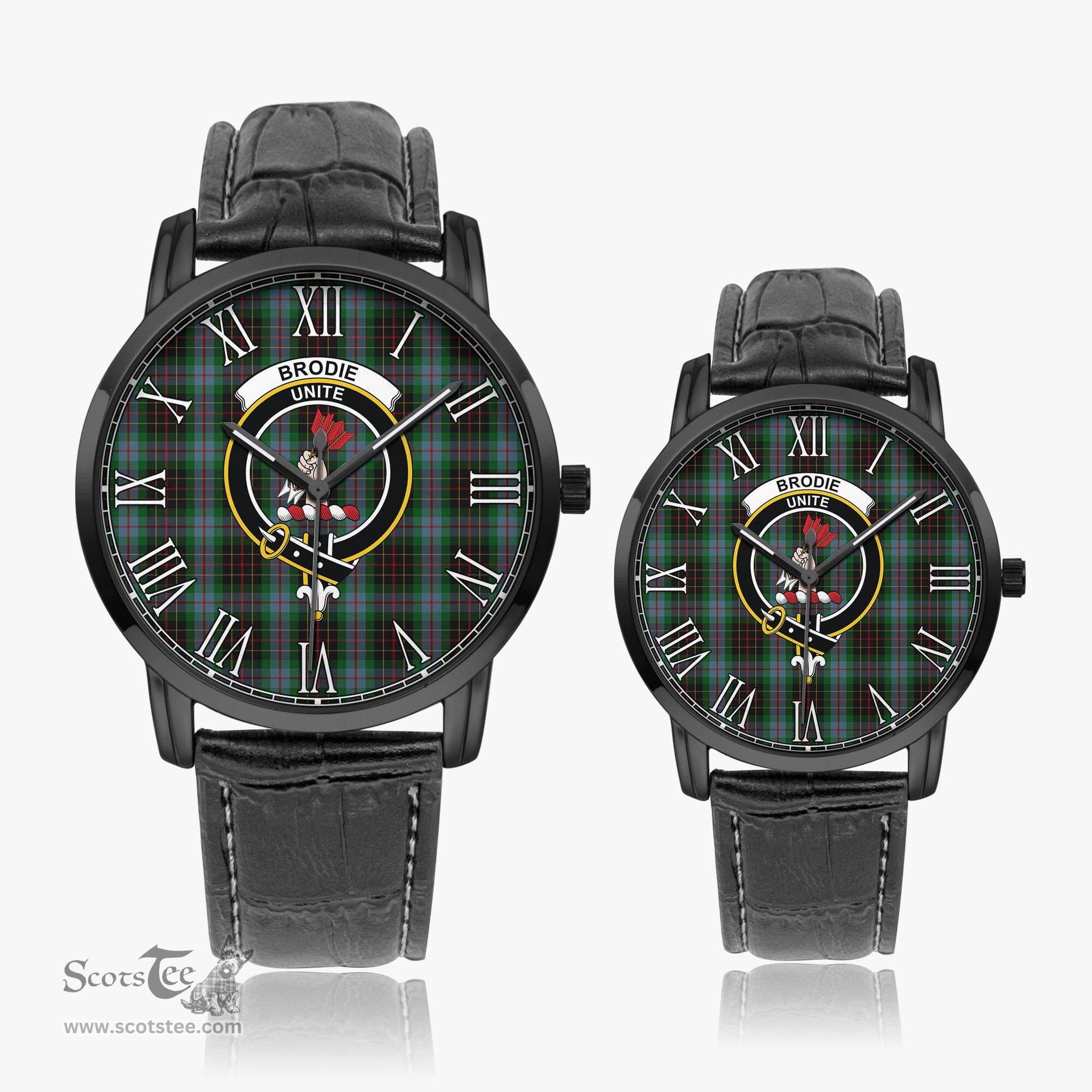 Scottish Brodie Hunting Family Crest Quartz Watch With Leather Strap - Tartan Watch Instafamous Quartz Leather Strap Plaid Watch Scottish Plaid Tartan Plaid - ScotsTee - scotstee.com