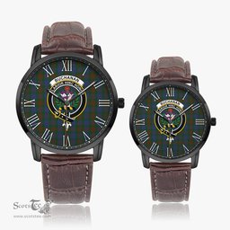Scottish Buchanan Hunting Family Crest Quartz Watch With Leather Strap - Tartan Watch Instafamous Quartz Leather Strap Plaid Watch Scottish Plaid Tartan Plaid - ScotsTee - scotstee.com