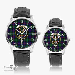 Scottish Calder Modern Family Crest Quartz Watch With Leather Strap - Tartan Watch Instafamous Quartz Leather Strap Plaid Watch Scottish Plaid Tartan Plaid - ScotsTee - scotstee.com
