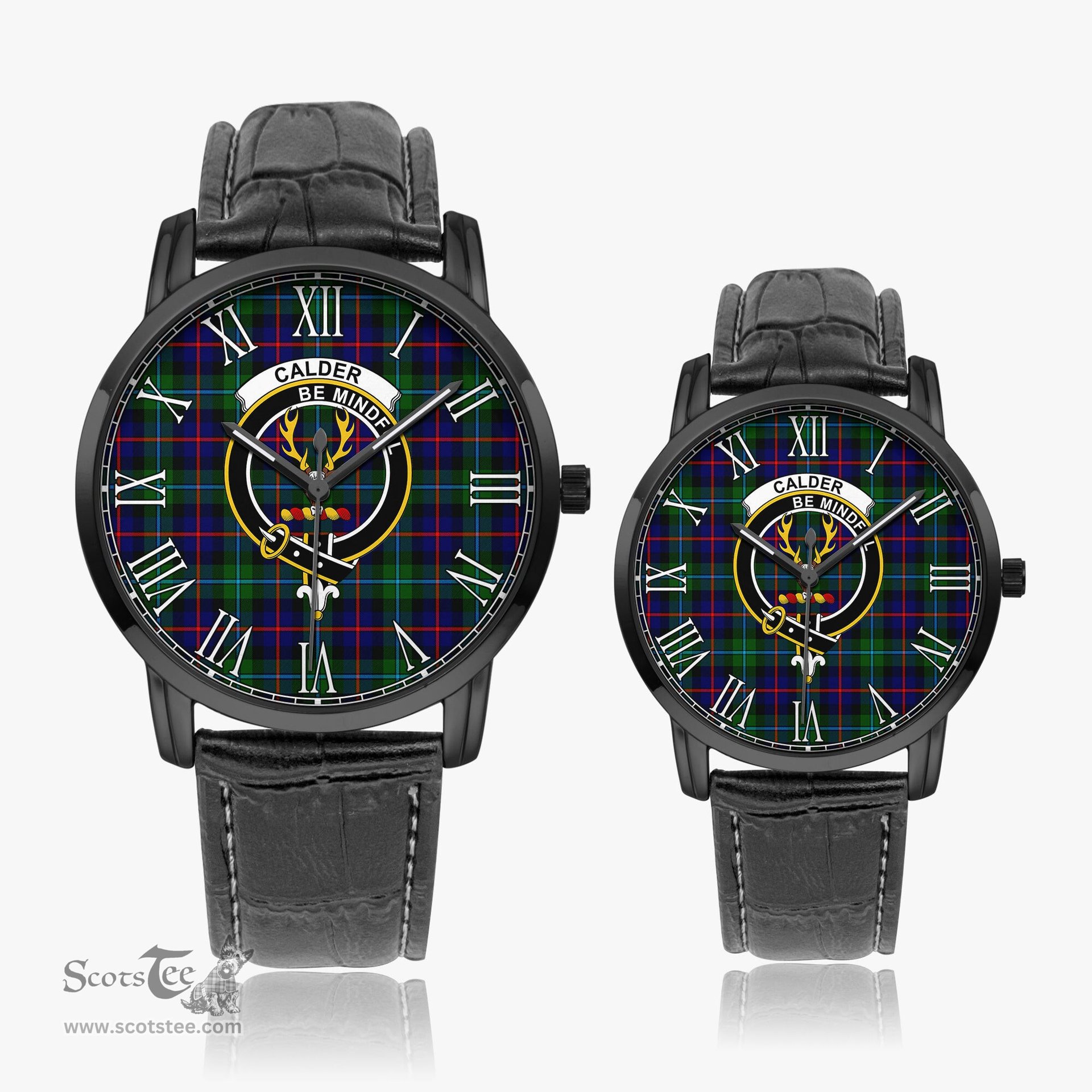 Scottish Calder Modern Family Crest Quartz Watch With Leather Strap - Tartan Watch Instafamous Quartz Leather Strap Plaid Watch Scottish Plaid Tartan Plaid - ScotsTee - scotstee.com