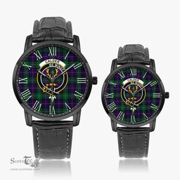 Scottish Calder Modern Family Crest Quartz Watch With Leather Strap - Tartan Watch Instafamous Quartz Leather Strap Plaid Watch Scottish Plaid Tartan Plaid - ScotsTee - scotstee.com