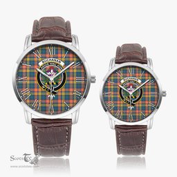 Scottish Buchanan Ancient Family Crest Quartz Watch With Leather Strap - Tartan Watch Instafamous Quartz Leather Strap Plaid Watch Scottish Plaid Tartan Plaid - ScotsTee - scotstee.com