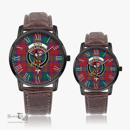 Scottish Byres (Byses) Family Crest Quartz Watch With Leather Strap - Tartan Watch Instafamous Quartz Leather Strap Plaid Watch Scottish Plaid Tartan Plaid - ScotsTee - scotstee.com