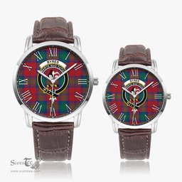 Scottish Byres (Byses) Family Crest Quartz Watch With Leather Strap - Tartan Watch Instafamous Quartz Leather Strap Plaid Watch Scottish Plaid Tartan Plaid - ScotsTee - scotstee.com