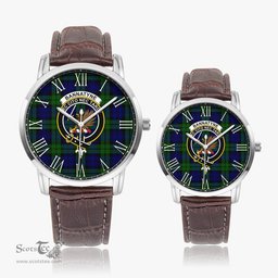 Scottish Bannatyne Family Crest Quartz Watch With Leather Strap - Tartan Watch Instafamous Quartz Leather Strap Plaid Watch Scottish Plaid Tartan Plaid - ScotsTee - scotstee.com