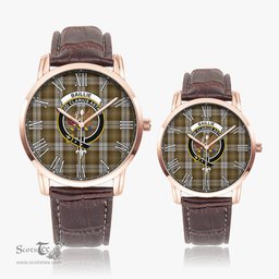 Scottish Baillie Dress Family Crest Quartz Watch With Leather Strap - Tartan Watch Instafamous Quartz Leather Strap Plaid Watch Scottish Plaid Tartan Plaid - ScotsTee - scotstee.com