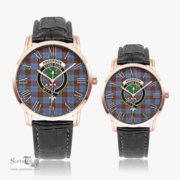 Scottish Anderson Modern Family Crest Quartz Watch With Leather Strap - Tartan Watch Instafamous Quartz Leather Strap Plaid Watch Scottish Plaid Tartan Plaid - ScotsTee - scotstee.com