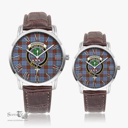 Scottish Anderson Modern Family Crest Quartz Watch With Leather Strap - Tartan Watch Instafamous Quartz Leather Strap Plaid Watch Scottish Plaid Tartan Plaid - ScotsTee - scotstee.com
