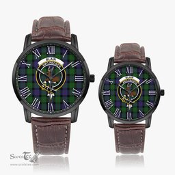 Scottish Blair Family Crest Quartz Watch With Leather Strap - Tartan Watch Instafamous Quartz Leather Strap Plaid Watch Scottish Plaid Tartan Plaid - ScotsTee - scotstee.com