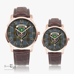 Scottish Anderson Family Crest Quartz Watch With Leather Strap - Tartan Watch Instafamous Quartz Leather Strap Plaid Watch Scottish Plaid Tartan Plaid - ScotsTee - scotstee.com