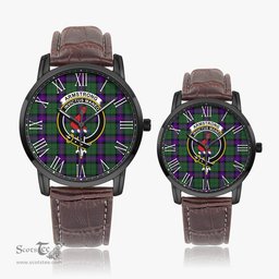 Scottish Armstrong Modern Family Crest Quartz Watch With Leather Strap - Tartan Watch Instafamous Quartz Leather Strap Plaid Watch Scottish Plaid Tartan Plaid - ScotsTee - scotstee.com