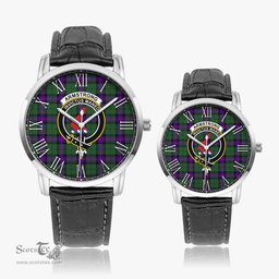 Scottish Armstrong Modern Family Crest Quartz Watch With Leather Strap - Tartan Watch Instafamous Quartz Leather Strap Plaid Watch Scottish Plaid Tartan Plaid - ScotsTee - scotstee.com