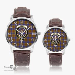 Scottish Balfour Modern Family Crest Quartz Watch With Leather Strap - Tartan Watch Instafamous Quartz Leather Strap Plaid Watch Scottish Plaid Tartan Plaid - ScotsTee - scotstee.com