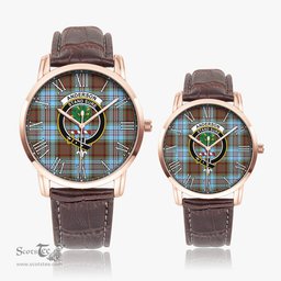 Scottish Anderson Ancient Family Crest Quartz Watch With Leather Strap - Tartan Watch Instafamous Quartz Leather Strap Plaid Watch Scottish Plaid Tartan Plaid - ScotsTee - scotstee.com