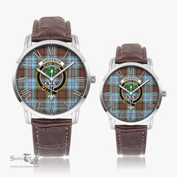 Scottish Anderson Ancient Family Crest Quartz Watch With Leather Strap - Tartan Watch Instafamous Quartz Leather Strap Plaid Watch Scottish Plaid Tartan Plaid - ScotsTee - scotstee.com