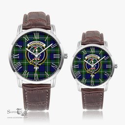 Scottish Bannerman Family Crest Quartz Watch With Leather Strap - Tartan Watch Instafamous Quartz Leather Strap Plaid Watch Scottish Plaid Tartan Plaid - ScotsTee - scotstee.com