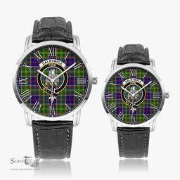 Scottish Dalrymple Family Crest Quartz Watch With Leather Strap - Tartan Watch Instafamous Quartz Leather Strap Plaid Watch Scottish Plaid Tartan Plaid - ScotsTee - scotstee.com