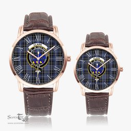 Scottish Clark (Lion) Family Crest Quartz Watch With Leather Strap - Tartan Watch Instafamous Quartz Leather Strap Plaid Watch Scottish Plaid Tartan Plaid - ScotsTee - scotstee.com