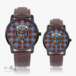 Scottish Dalmahoy Family Crest Quartz Watch With Leather Strap - Tartan Watch Instafamous Quartz Leather Strap Plaid Watch Scottish Plaid Tartan Plaid - ScotsTee - scotstee.com