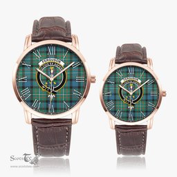 Scottish Ferguson Ancient Family Crest Quartz Watch With Leather Strap - Tartan Watch Instafamous Quartz Leather Strap Plaid Watch Scottish Plaid Tartan Plaid - ScotsTee - scotstee.com