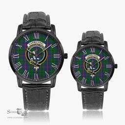 Scottish Carmichael Family Crest Quartz Watch With Leather Strap - Tartan Watch Instafamous Quartz Leather Strap Plaid Watch Scottish Plaid Tartan Plaid - ScotsTee - scotstee.com