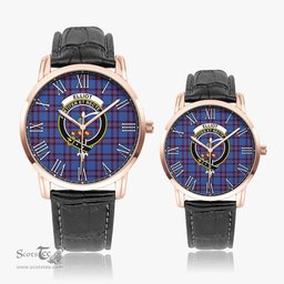 Scottish Elliot Modern Family Crest Quartz Watch With Leather Strap - Tartan Watch Instafamous Quartz Leather Strap Plaid Watch Scottish Plaid Tartan Plaid - ScotsTee - scotstee.com