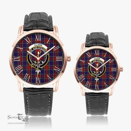 Scottish Clark Red Family Crest Quartz Watch With Leather Strap - Tartan Watch Instafamous Quartz Leather Strap Plaid Watch Scottish Plaid Tartan Plaid - ScotsTee - scotstee.com