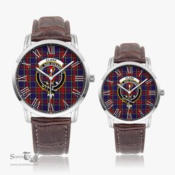 Scottish Clark Red Family Crest Quartz Watch With Leather Strap - Tartan Watch Instafamous Quartz Leather Strap Plaid Watch Scottish Plaid Tartan Plaid - ScotsTee - scotstee.com