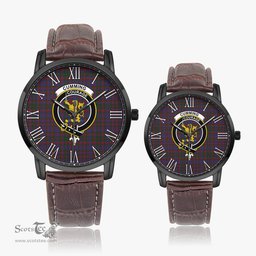 Scottish Cumming Family Crest Quartz Watch With Leather Strap - Tartan Watch Instafamous Quartz Leather Strap Plaid Watch Scottish Plaid Tartan Plaid - ScotsTee - scotstee.com