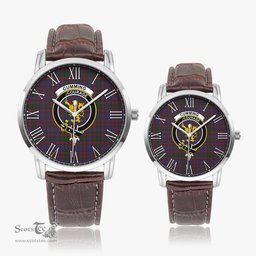 Scottish Cumming Family Crest Quartz Watch With Leather Strap - Tartan Watch Instafamous Quartz Leather Strap Plaid Watch Scottish Plaid Tartan Plaid - ScotsTee - scotstee.com